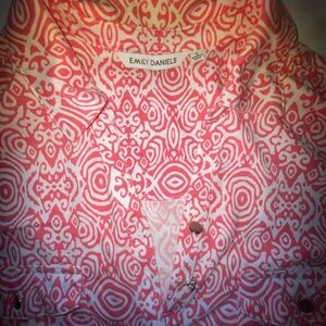 Emily Daniels Pink and White Pattern dress L